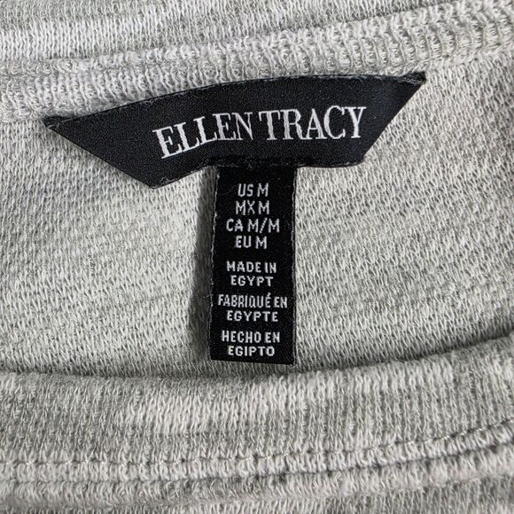 Ellen Tracy Silver Zebra Jacquard Cotton Blend Sweater Size Medium - Picture 6 of 9